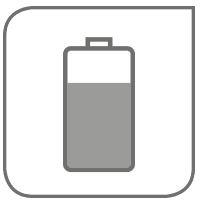 ein graues Icon mit dem Symbol einer Batterie