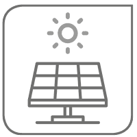 eine Ikone mit einer Sonne und einer Fotovoltaikplatte