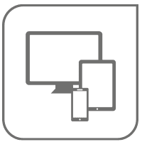 ein graues Symbol mit verschiedenen intelligenten Geräten